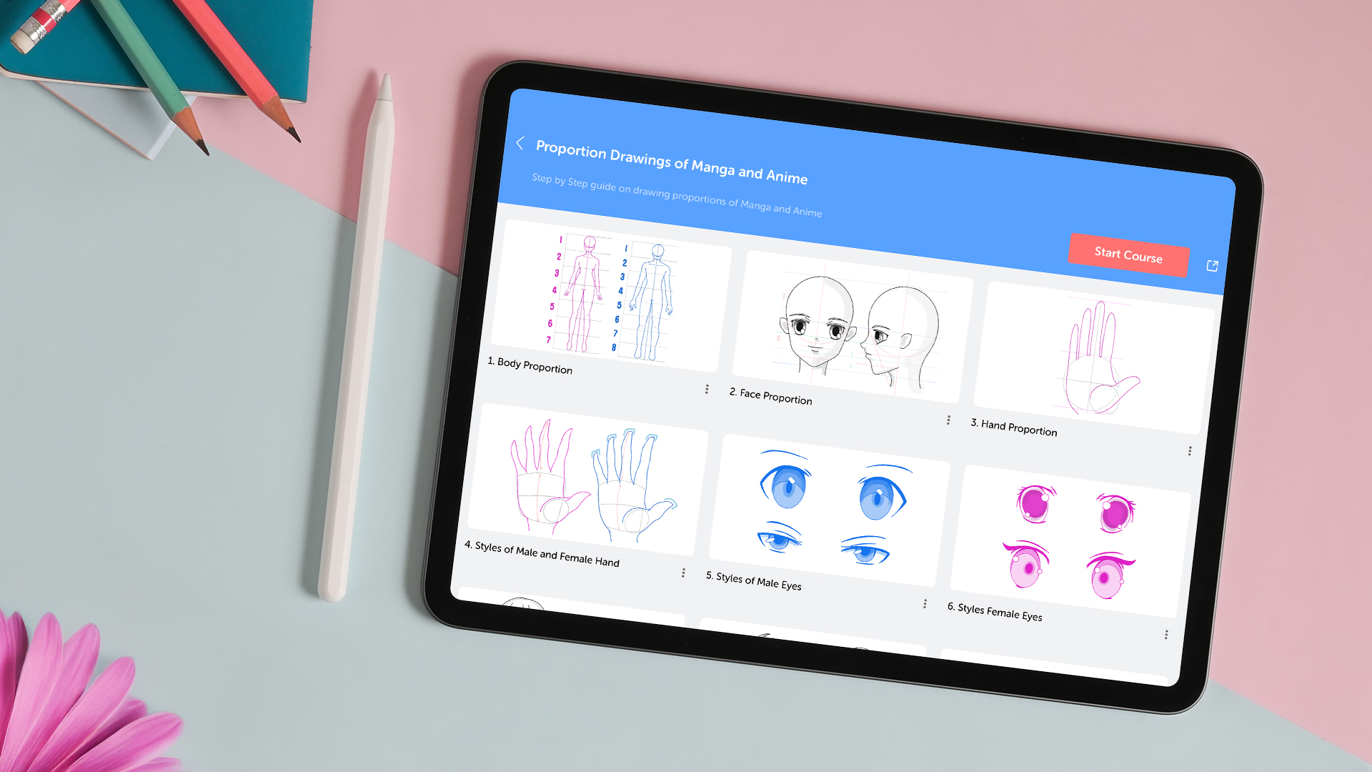 seleccionar un curso y una lección